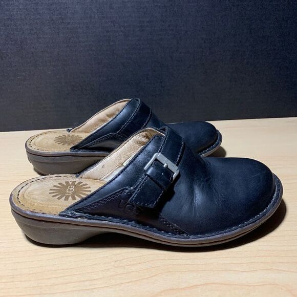 UGG Black Leather Clogs - Picture 1 of 7